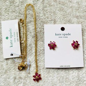Kate Spade First Bloom Bundle Mini Pendant Necklace Stud Earrings